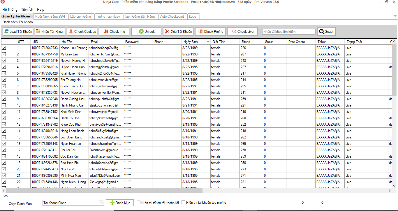 Công cụ nuôi nick facebook ninja care