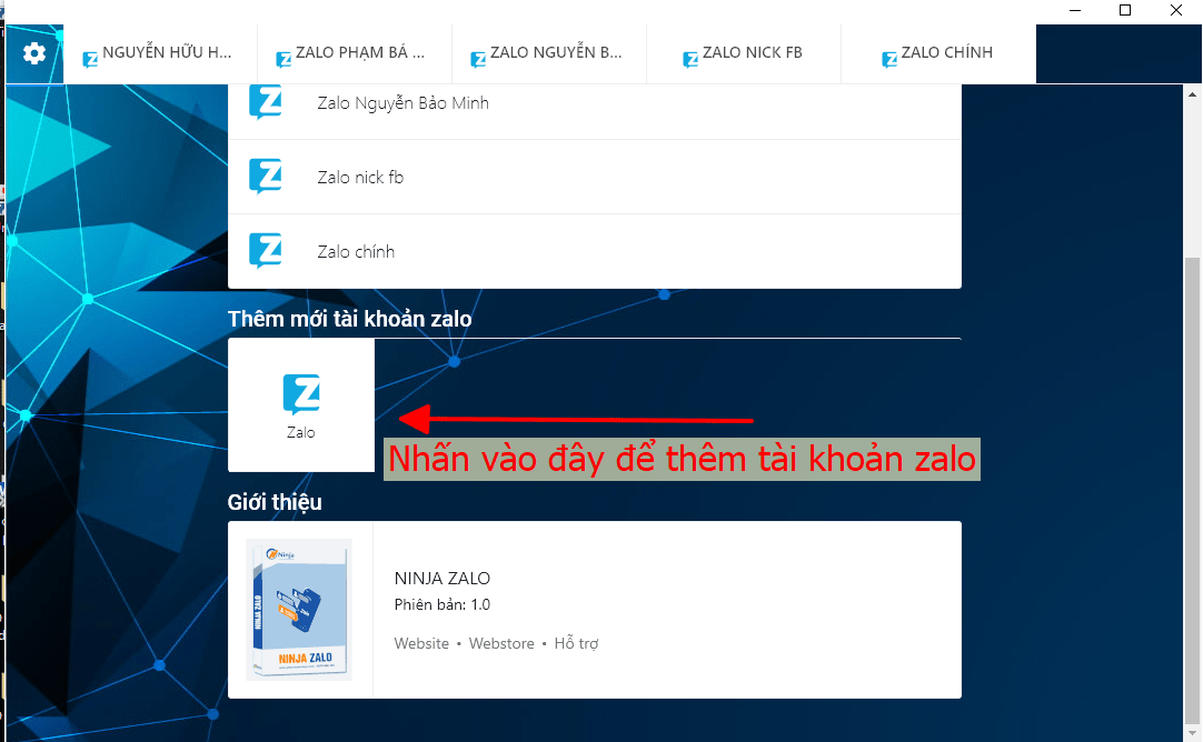 Thêm tài khoản zalo vào phần mềm quản lý