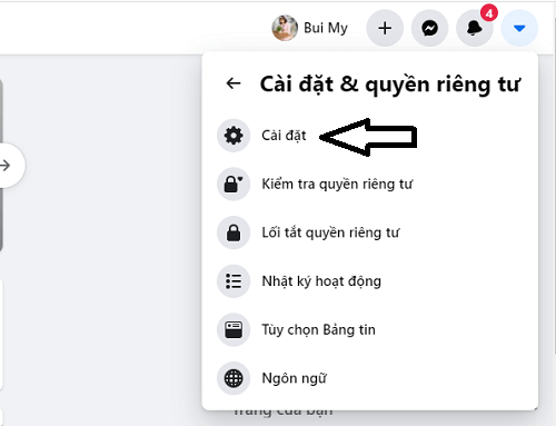 Chọn “Cài đặt và quyền riêng tư”