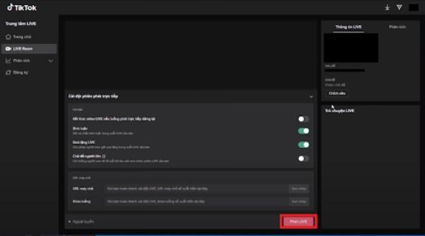 Nhấn chọn mục Phát LIVE ngay để bắt đầu livestream trên tiktok