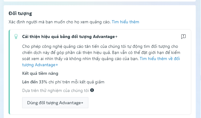 Thông tin điều chỉnh của đối tượng advantage+ là gì?